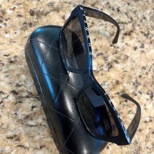 Chanel Black Logo Sunglasses w/ Quilted Leather Case (2020)